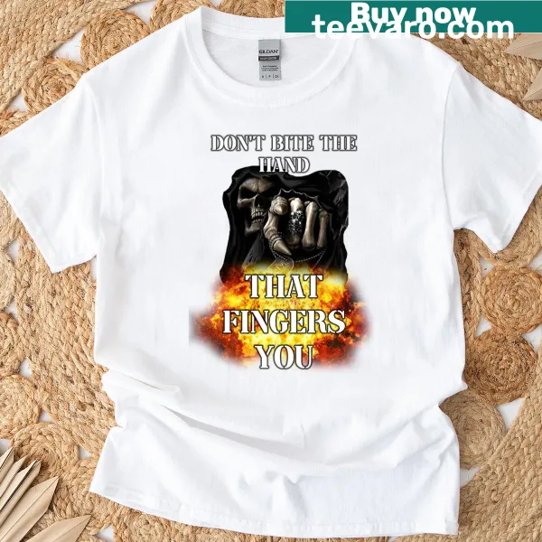 Edgy skeleton graphic t-shirt with humorous saying