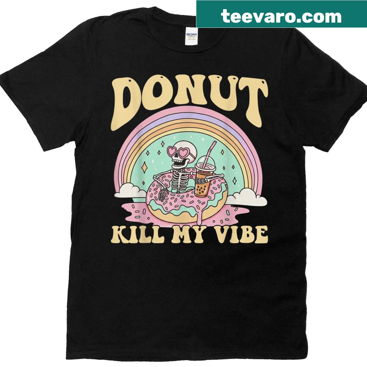 Funny food pun about donuts and vibe on T-shirt — on a men's t-shirt