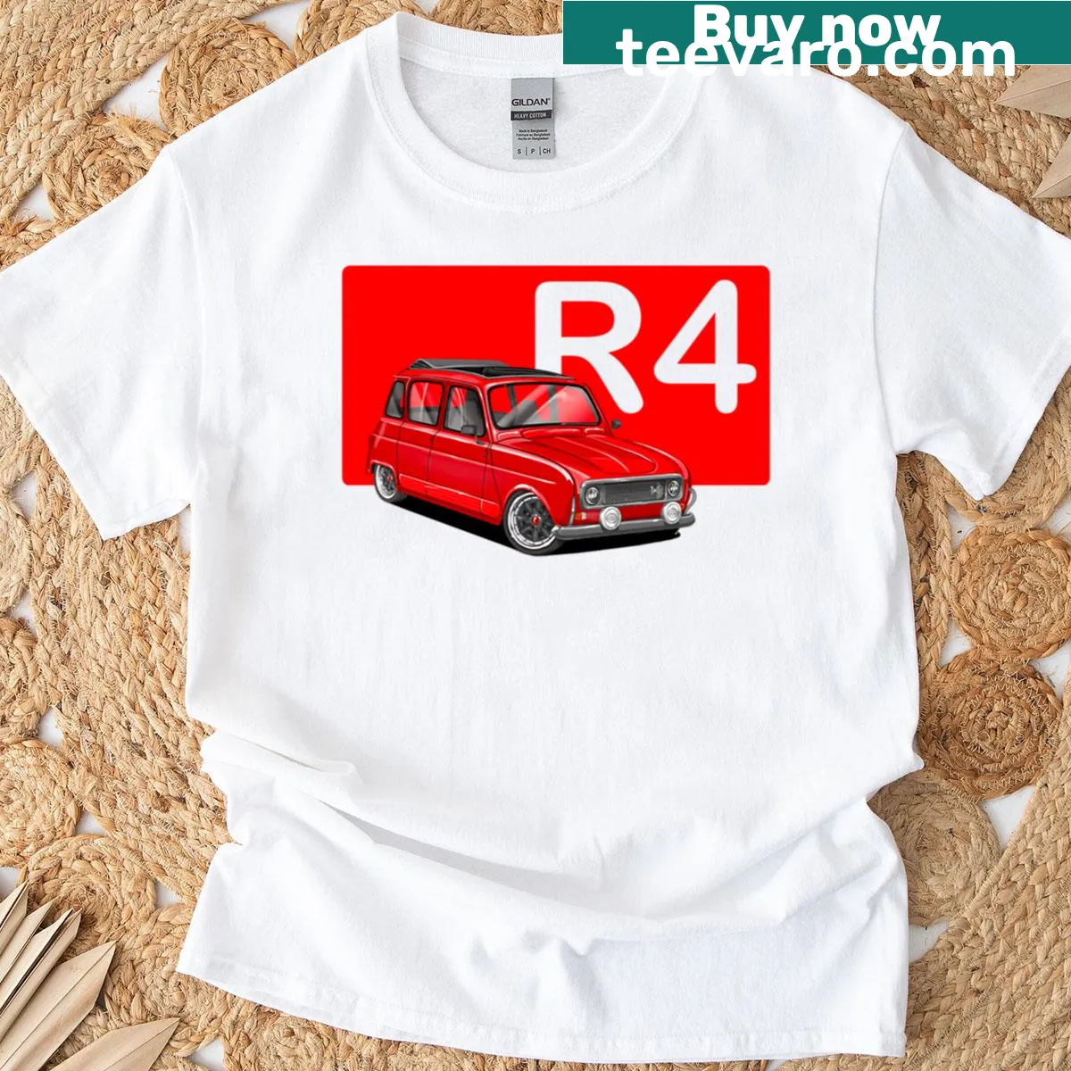 Illustration of a Renault 4 on a T-shirt — on a men's t-shirt