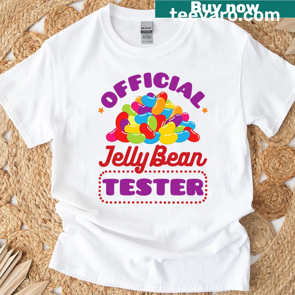 Cute jellybean graphic for Easter on premium tri-blend t-shirt — on a men's t-shirt