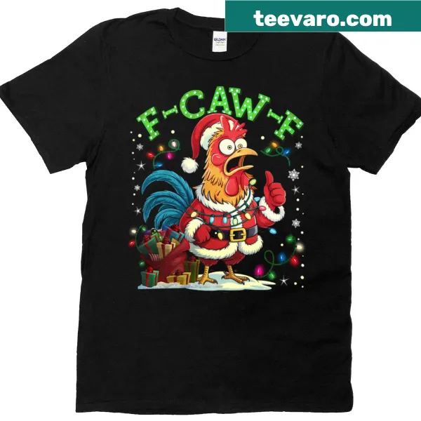 Funny Christmas t-shirt with humorous text about chickens