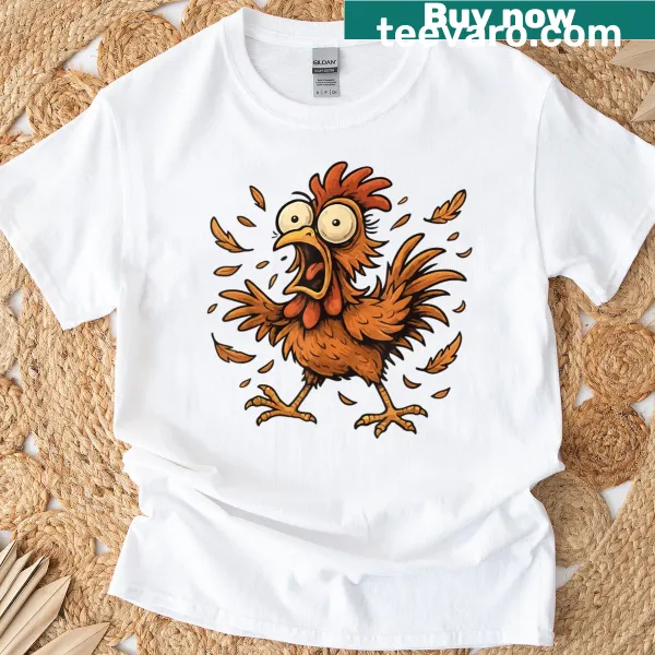 Funny chicken meme design on rooster t-shirt.