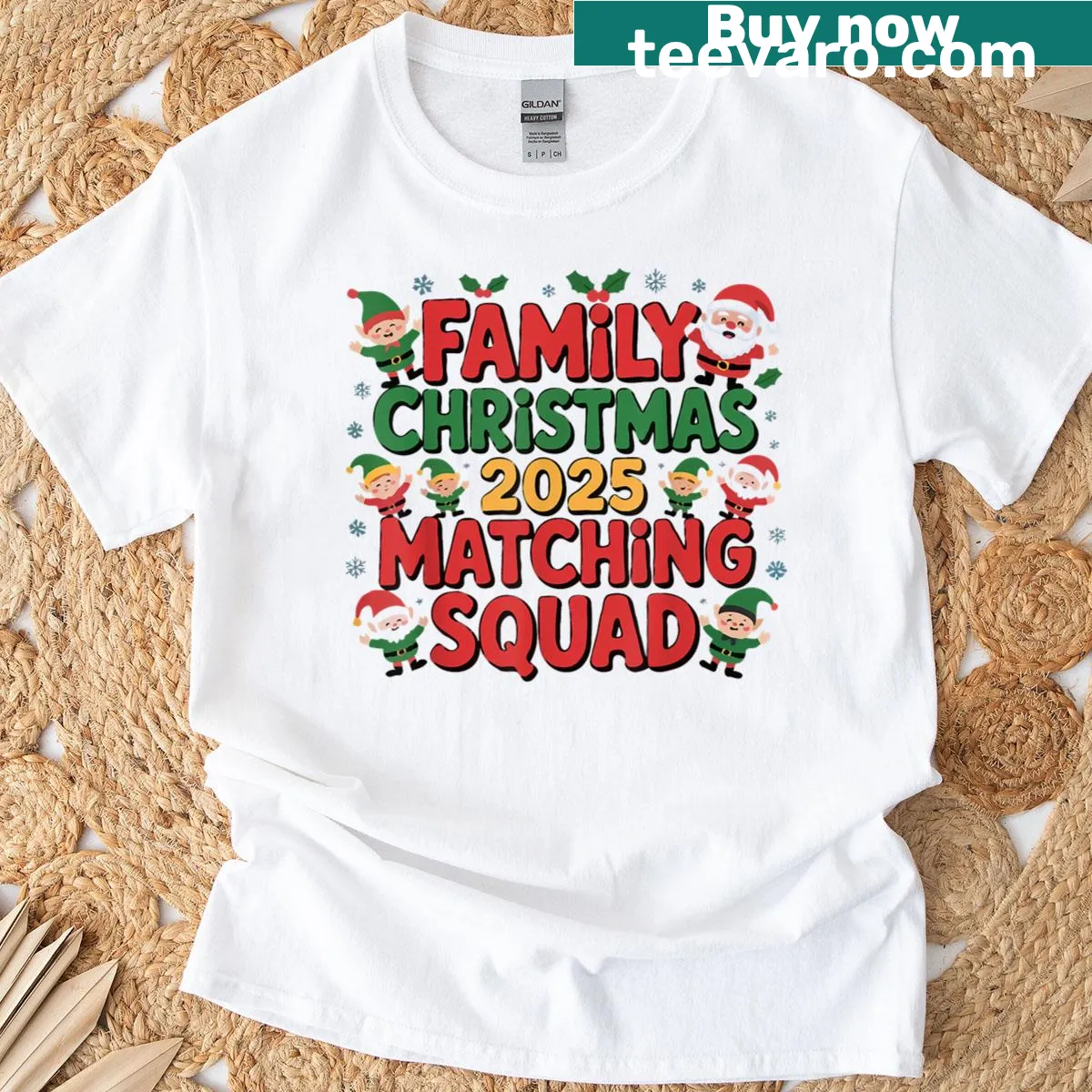 Matching family Christmas t-shirt with fun holiday design — on a men's t-shirt