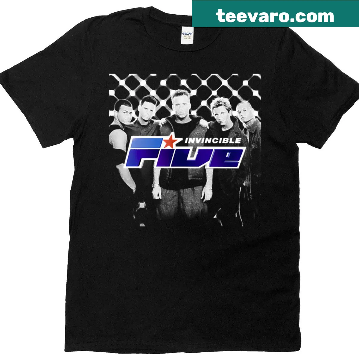 T-shirt featuring artistic representations of five iconic bands for music lovers — on a men's t-shirt