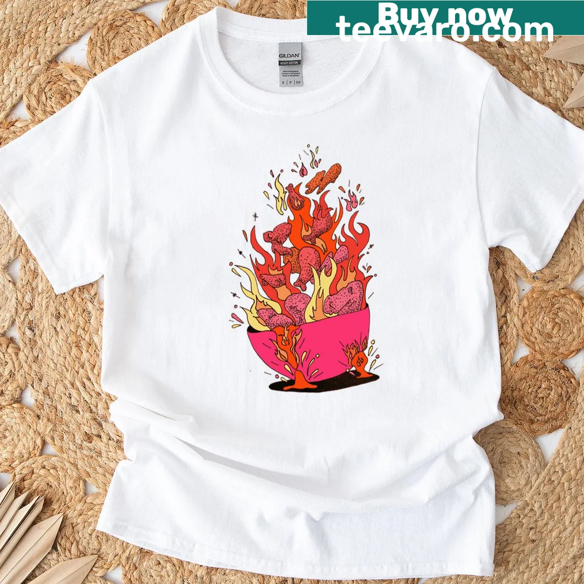 Bold T-shirt with 'Fllaming Hot' humorous text design — on a men's t-shirt