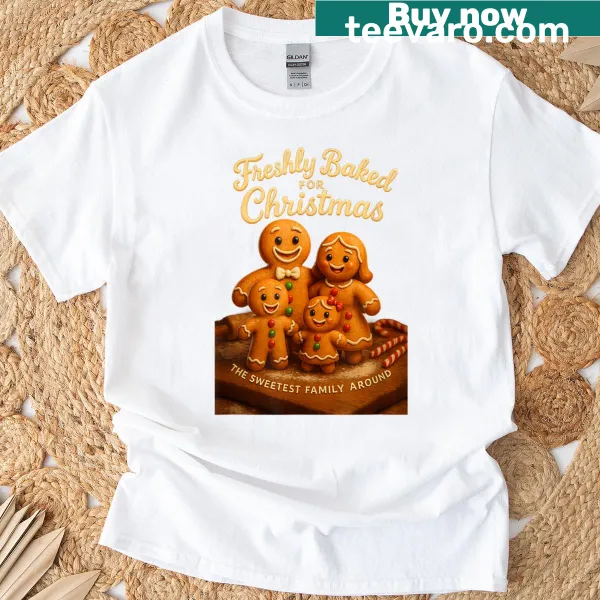 Cute gingerbread family matching Christmas t-shirt