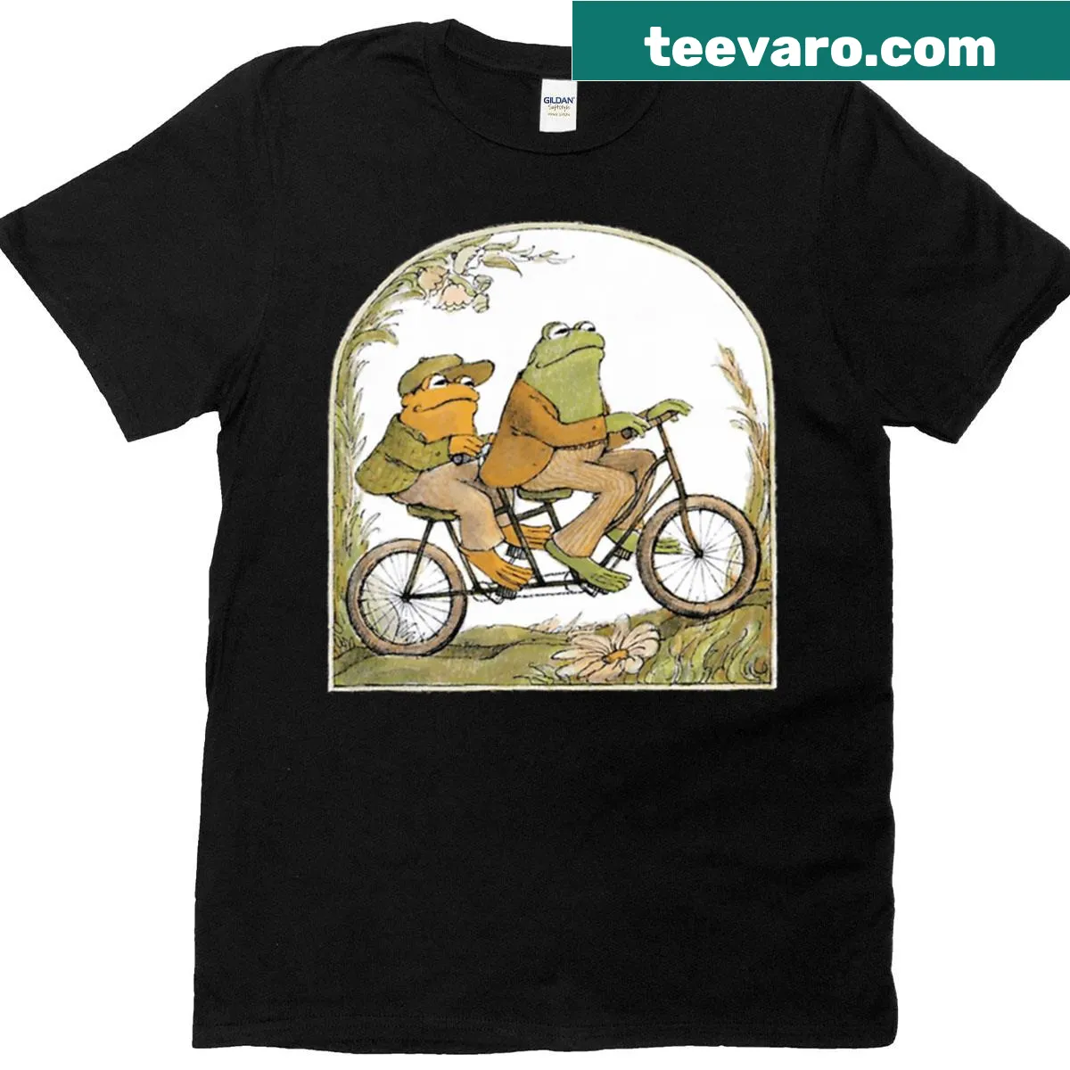 Illustrative Frog and Toad themed kids t-shirt — on a men's t-shirt