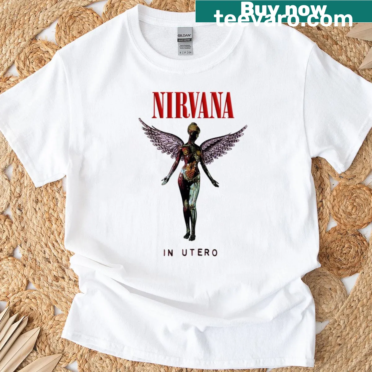Oversized T-shirt with 'From Garage Band To Global Icon' text — on a men's t-shirt