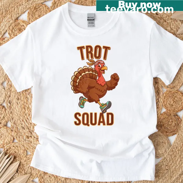 Humorous turkey running graphic for Thanksgiving T-shirt