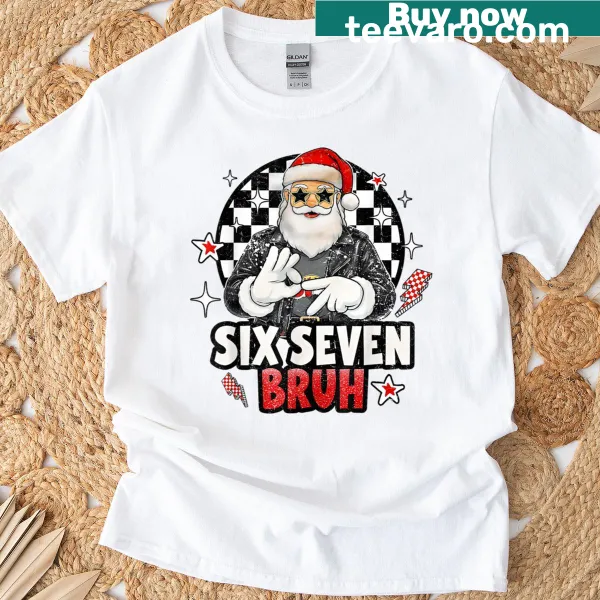 Funny Christmas 'Bruh Santa' graphic tee for kids