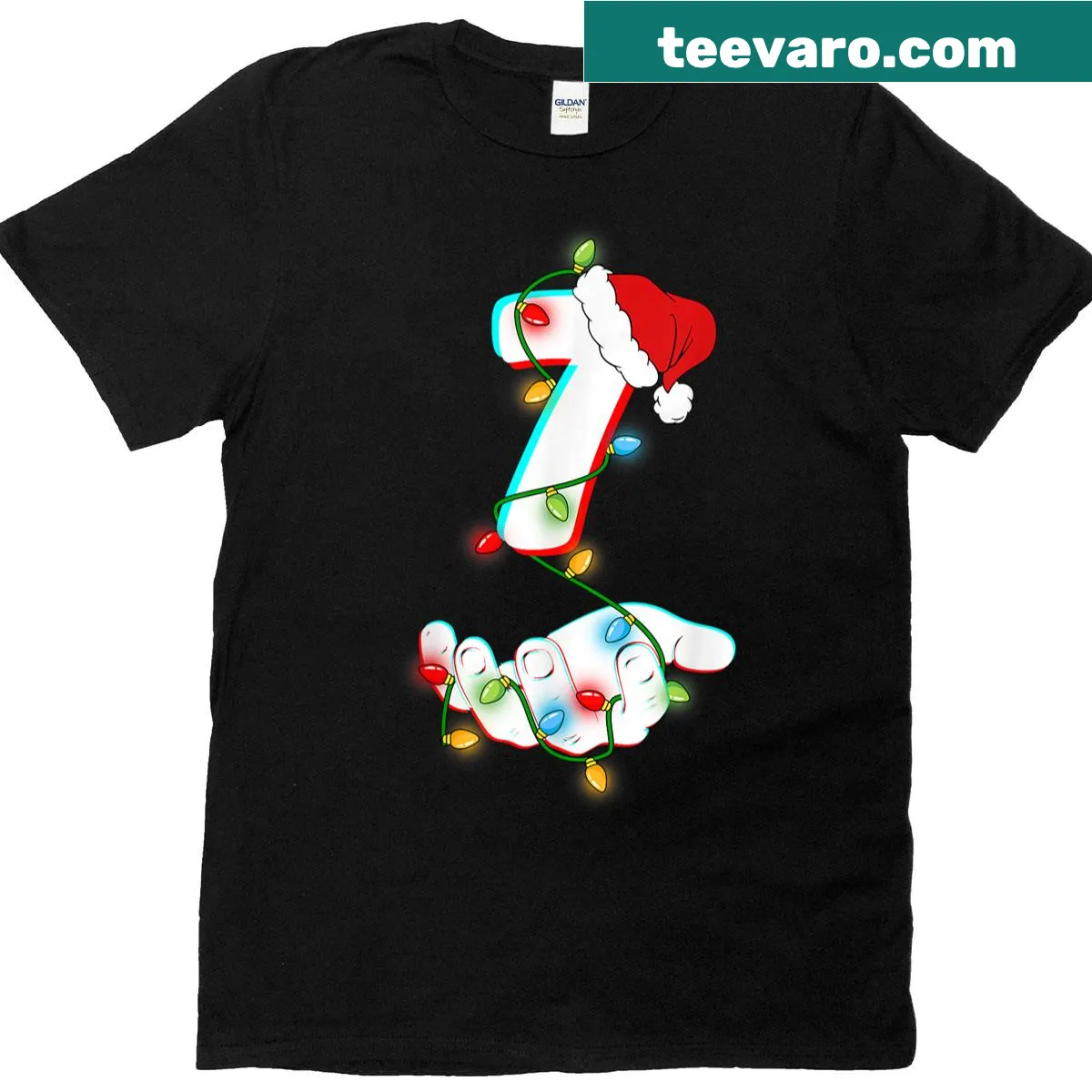 Couple matching Christmas shirts with funny '67 Six Seven' meme design — on a men's t-shirt
