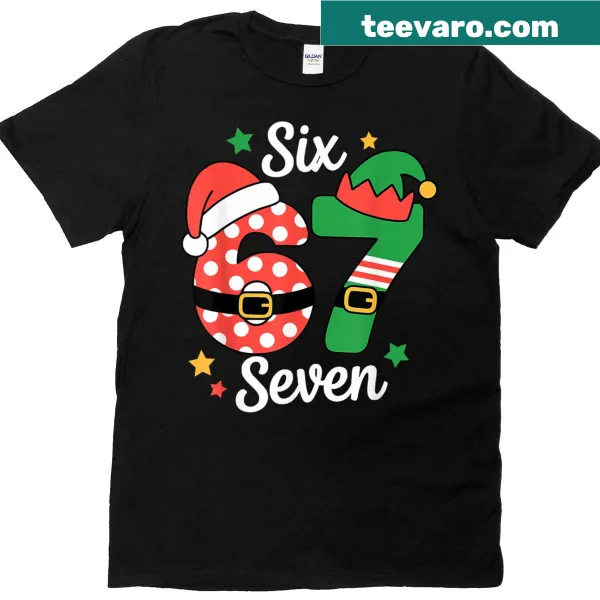 Humorous Santa and elf design on a festive pajama t-shirt