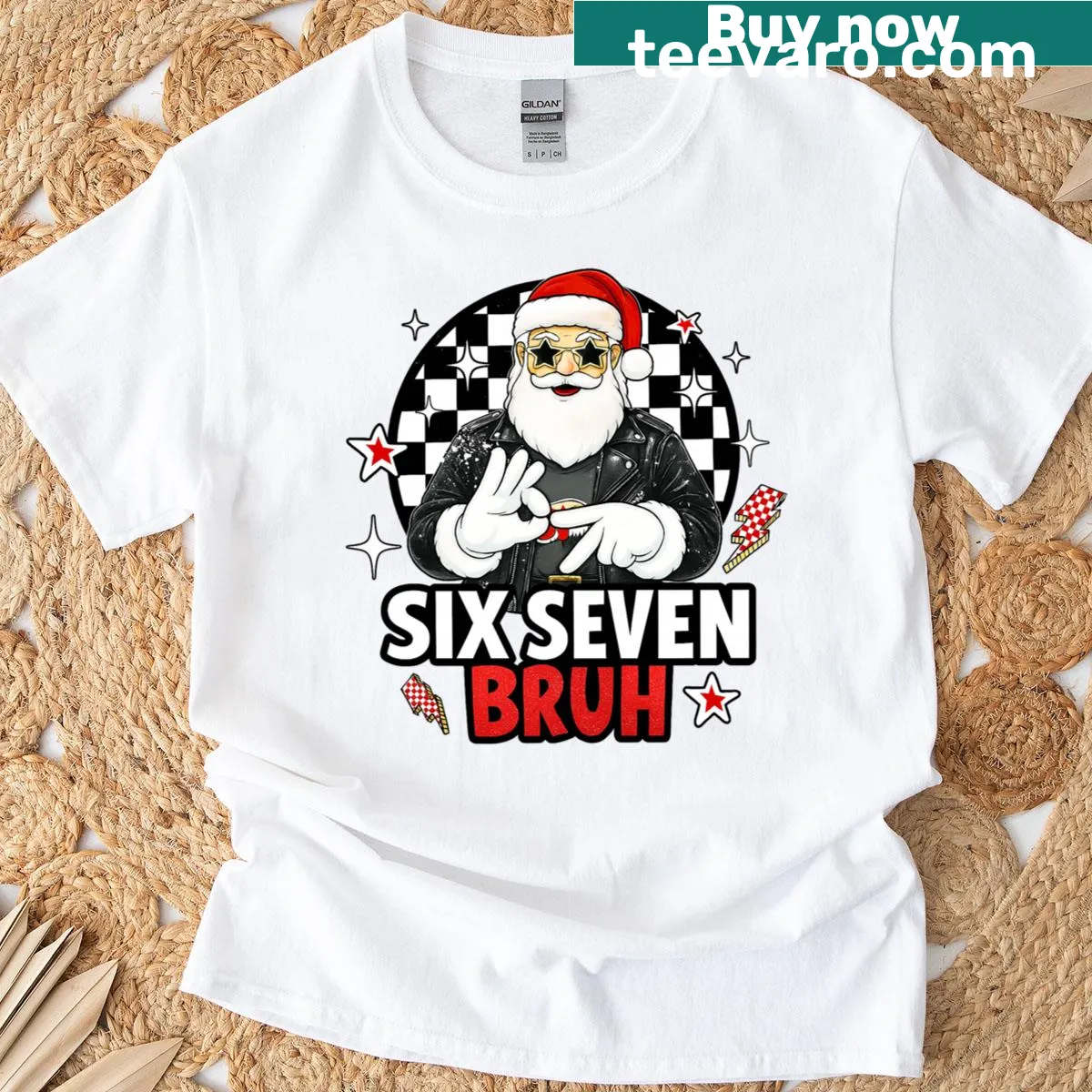Santa T-shirt featuring a humorous 'Bruh' text — on a men's t-shirt