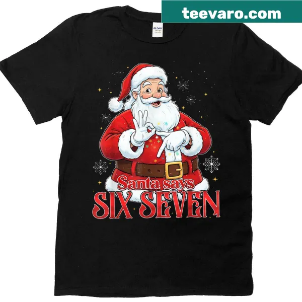 Comical Santa graphic on a festive t-shirt for Christmas