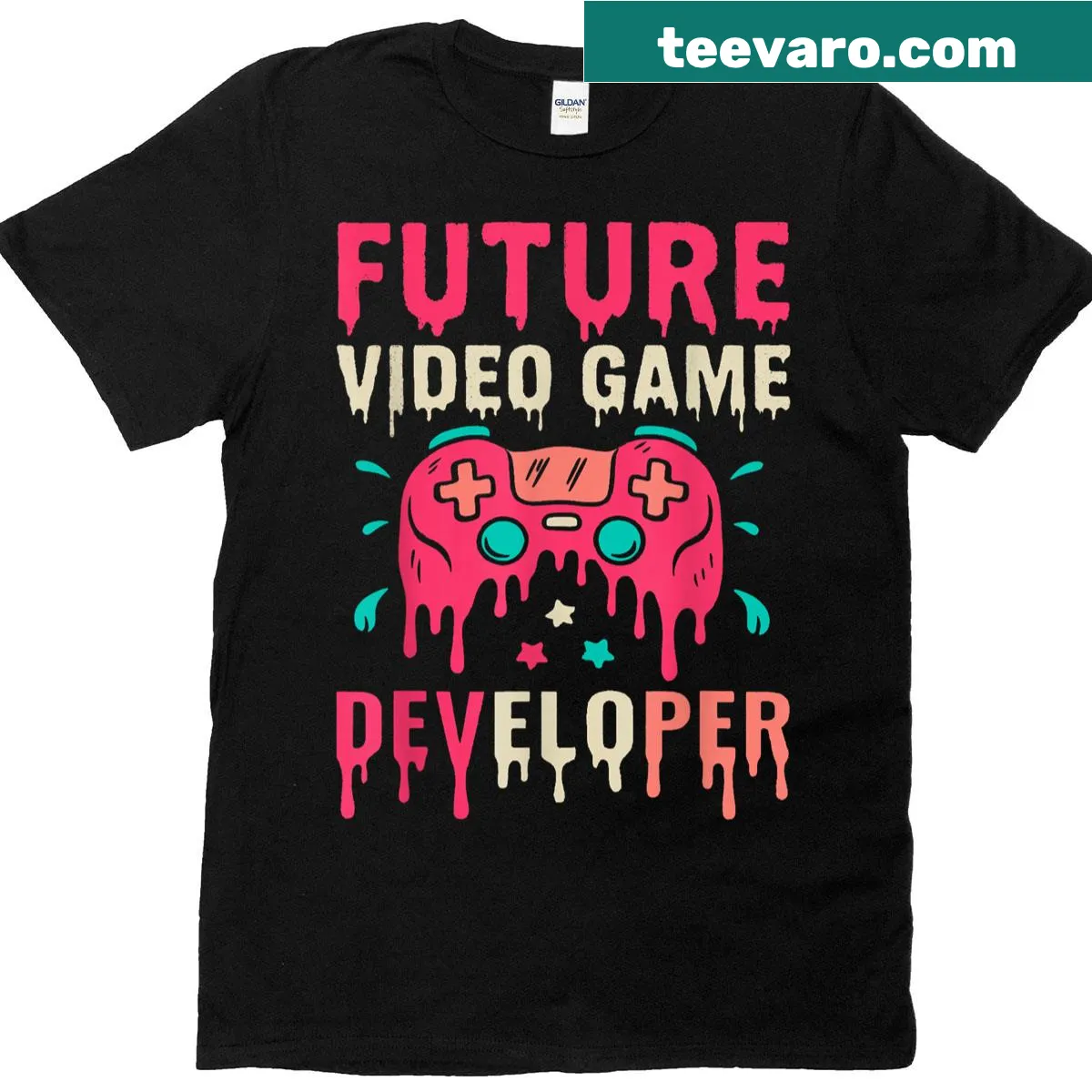 T-shirt with graphic design for future video game developers — on a men's t-shirt