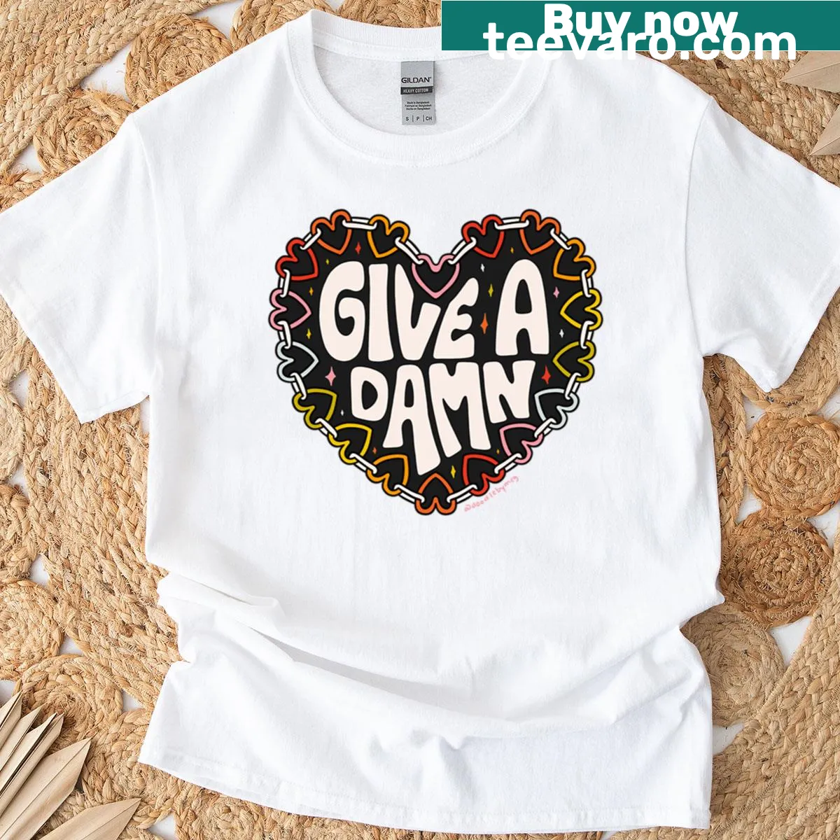 Bold typography shirt with the phrase 'Give A Damn'. — on a men's t-shirt