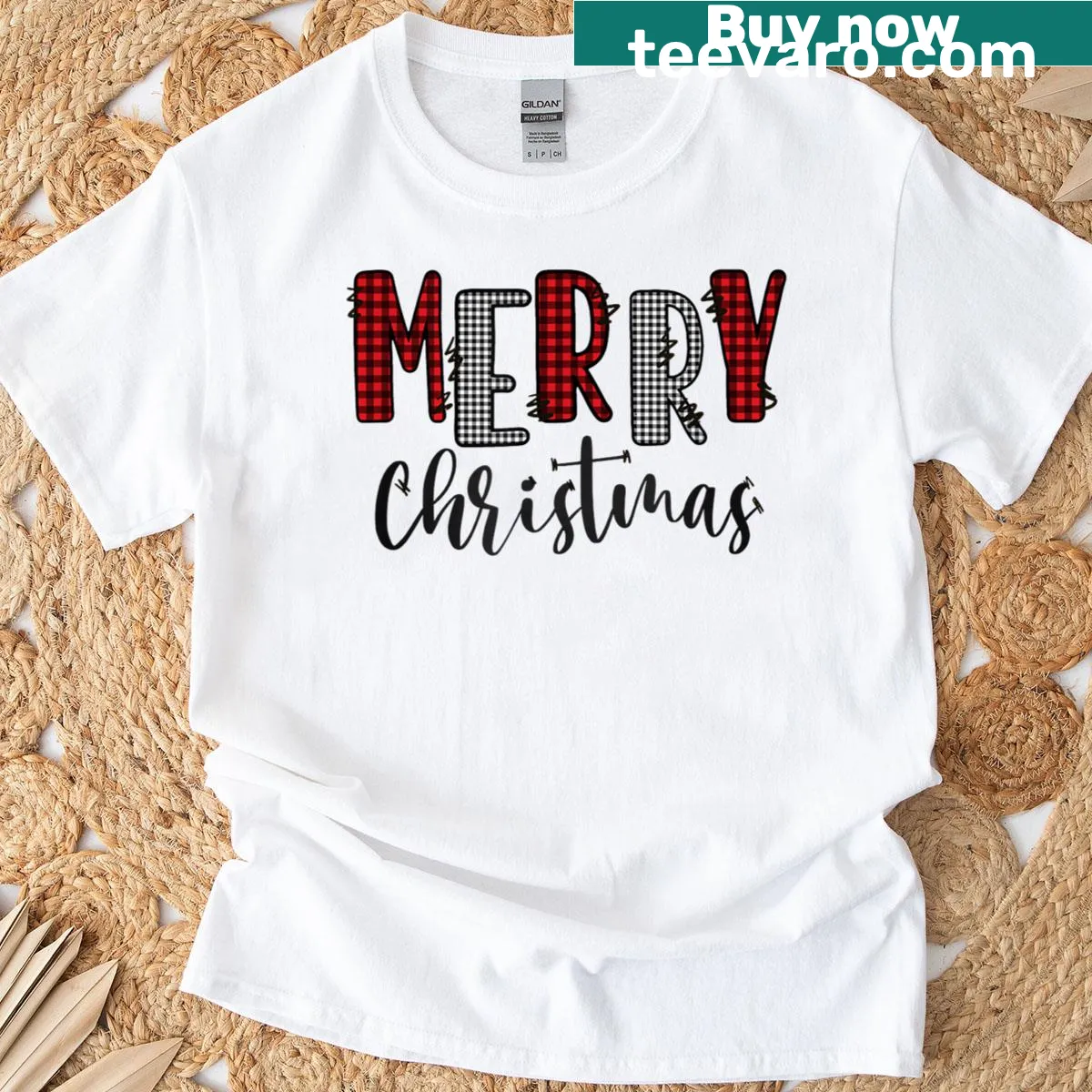 Festive Merry Christmas T-shirt with cheerful Santa graphics — on a men's t-shirt