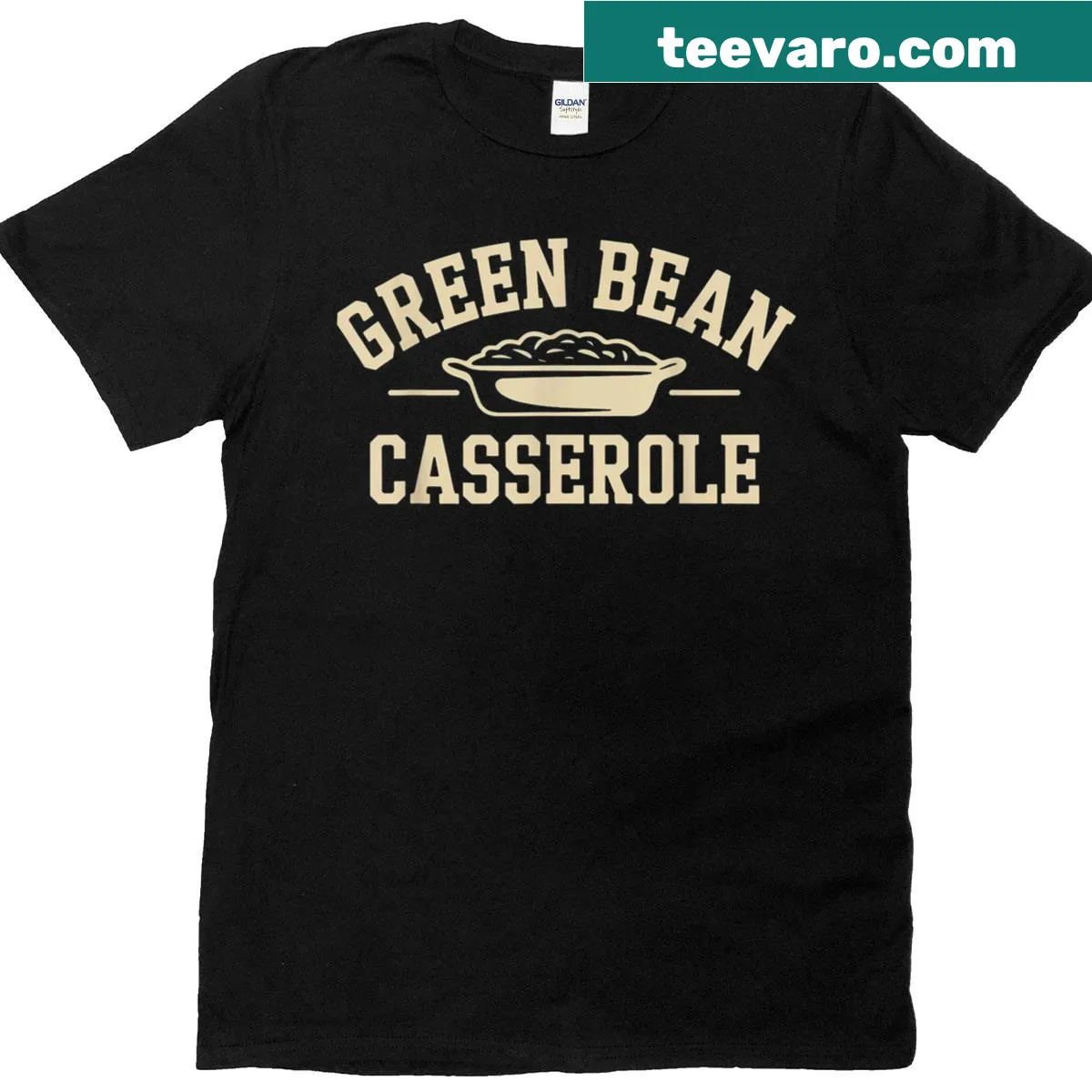 Funny graphic celebrating green bean casserole for Thanksgiving — on a men's t-shirt