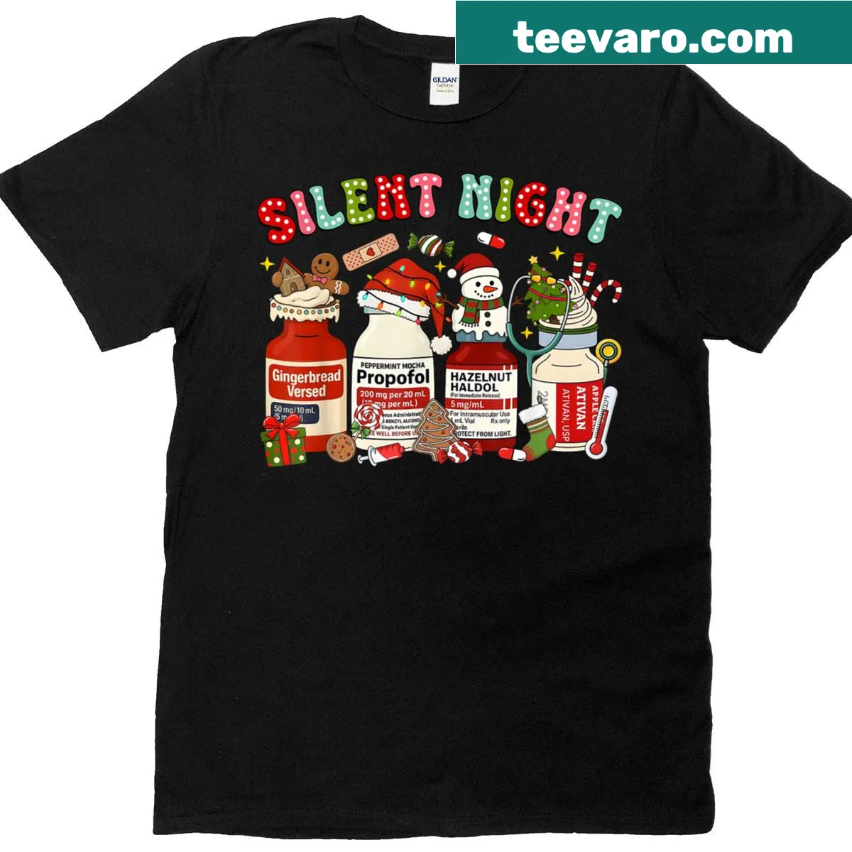Funny holiday T-shirt for ICU nurses with a playful saying — on a men's t-shirt