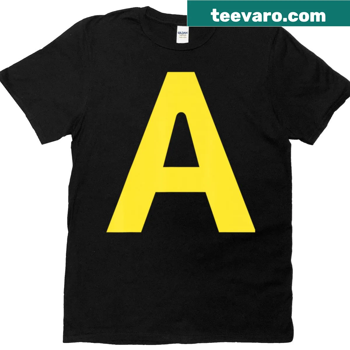 Halloween t-shirt featuring the letter A for matching costumes — on a men's t-shirt
