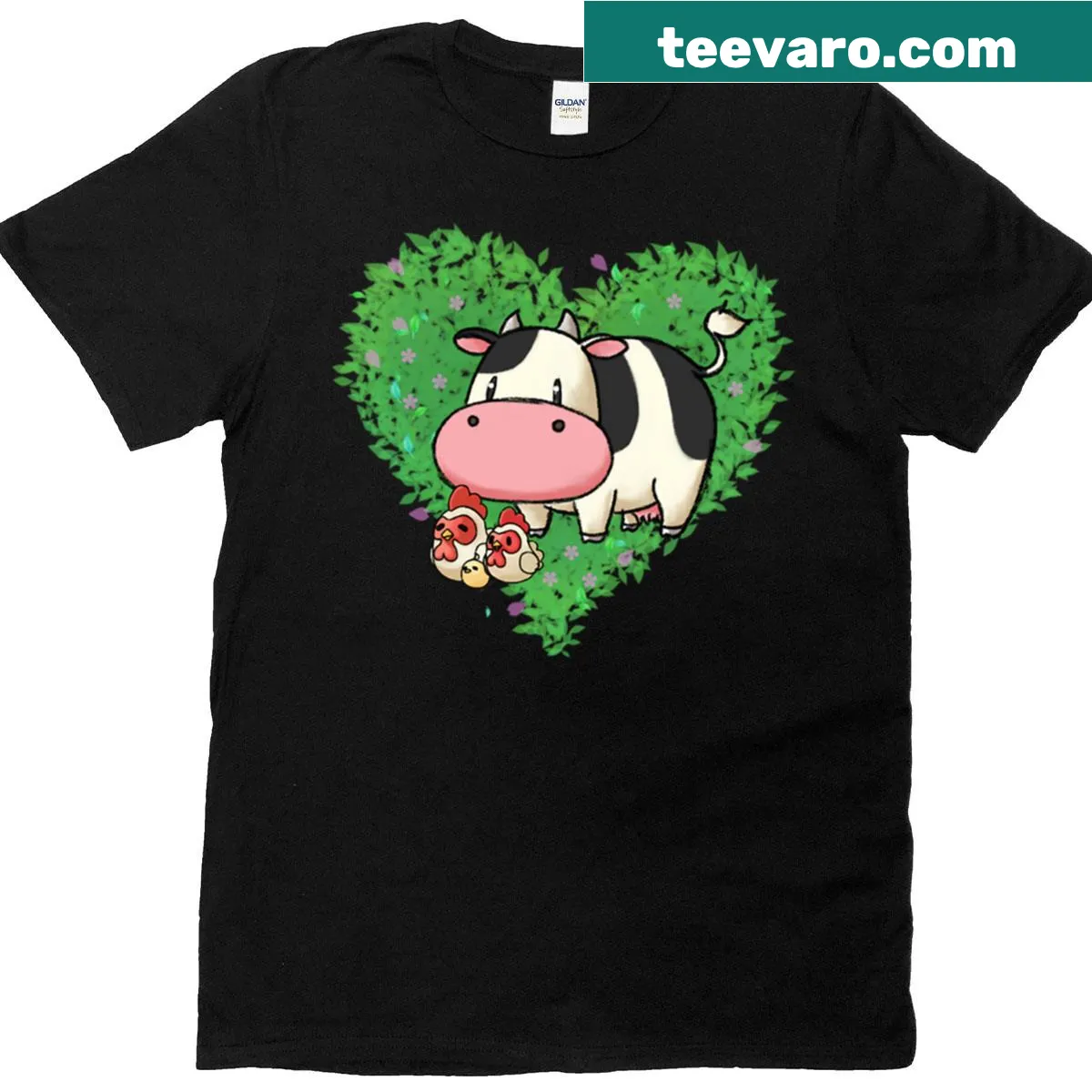 Harvest Moon themed t-shirt with seasonal illustrations — on a men's t-shirt