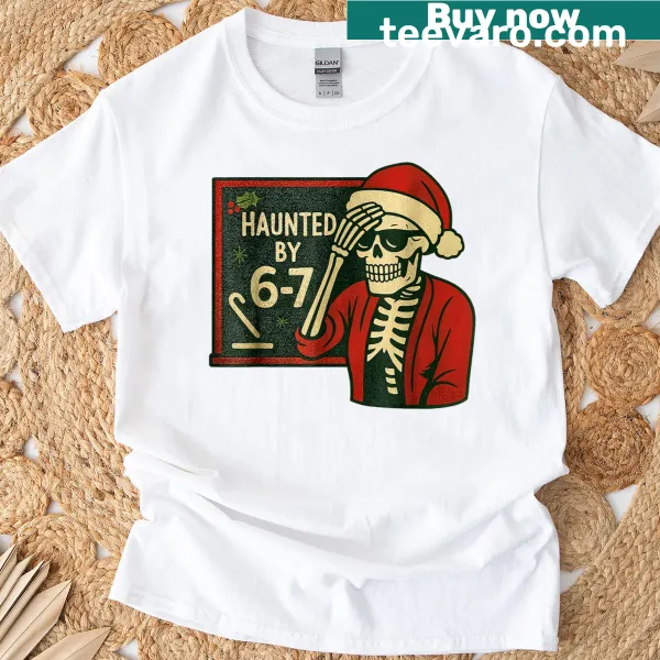 Funny teacher Christmas skeleton graphic T-shirt