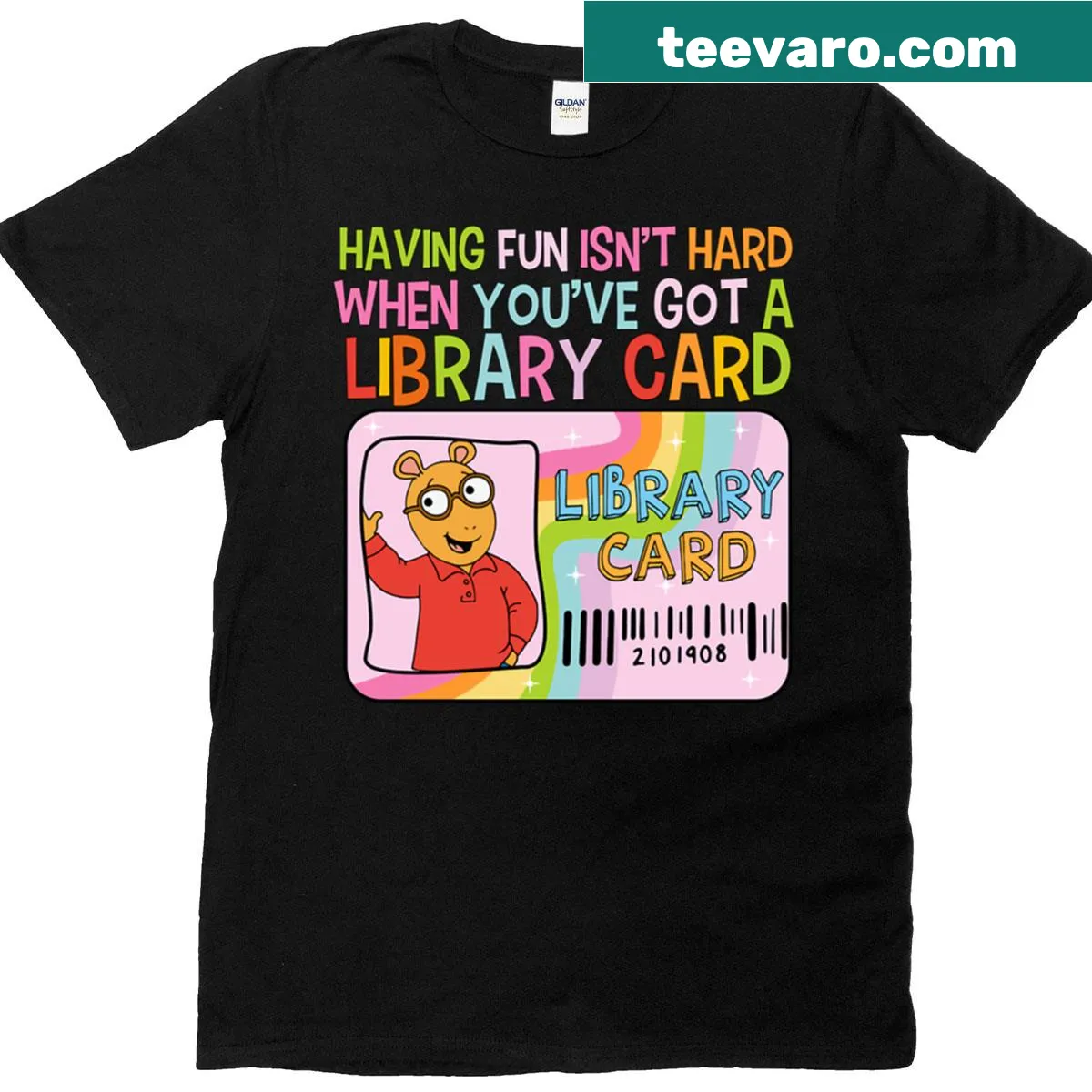 Fun T-shirt celebrating the joy of having a library card — on a men's t-shirt
