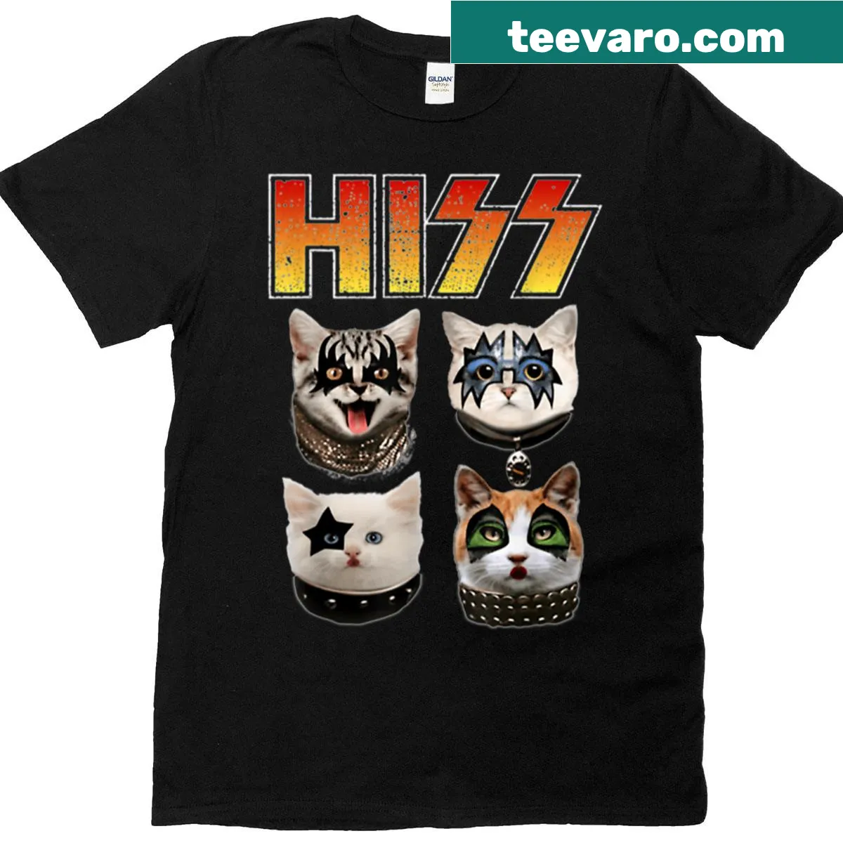 Funny cat lover shirt with 'Hiss' printed in bold typography — on a men's t-shirt