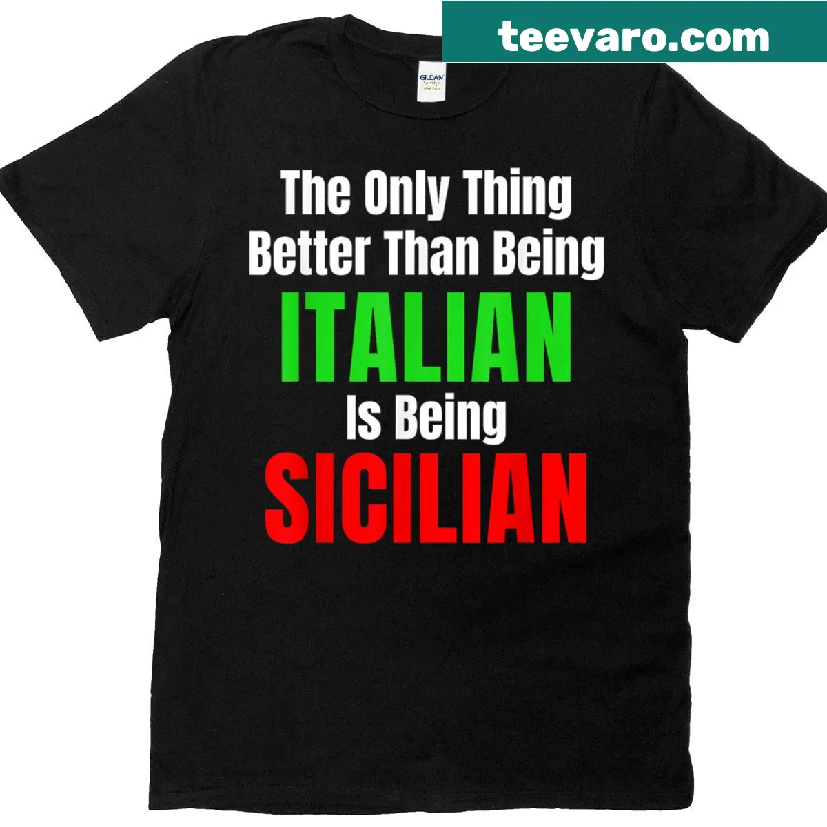 Sicilian pride T-shirt with humorous heritage text — on a men's t-shirt