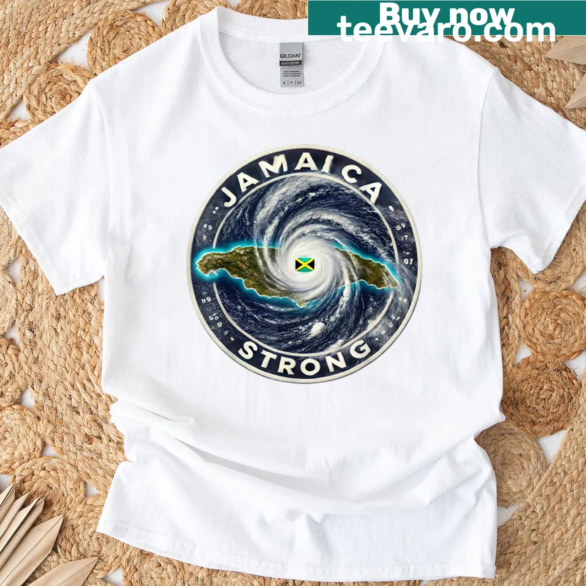 Jamaica Proud Strong Pride T-shirt with bold text — on a men's t-shirt