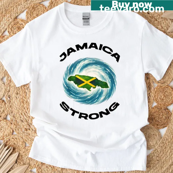 Jamaica Strong t-shirt featuring bold typography about strength.