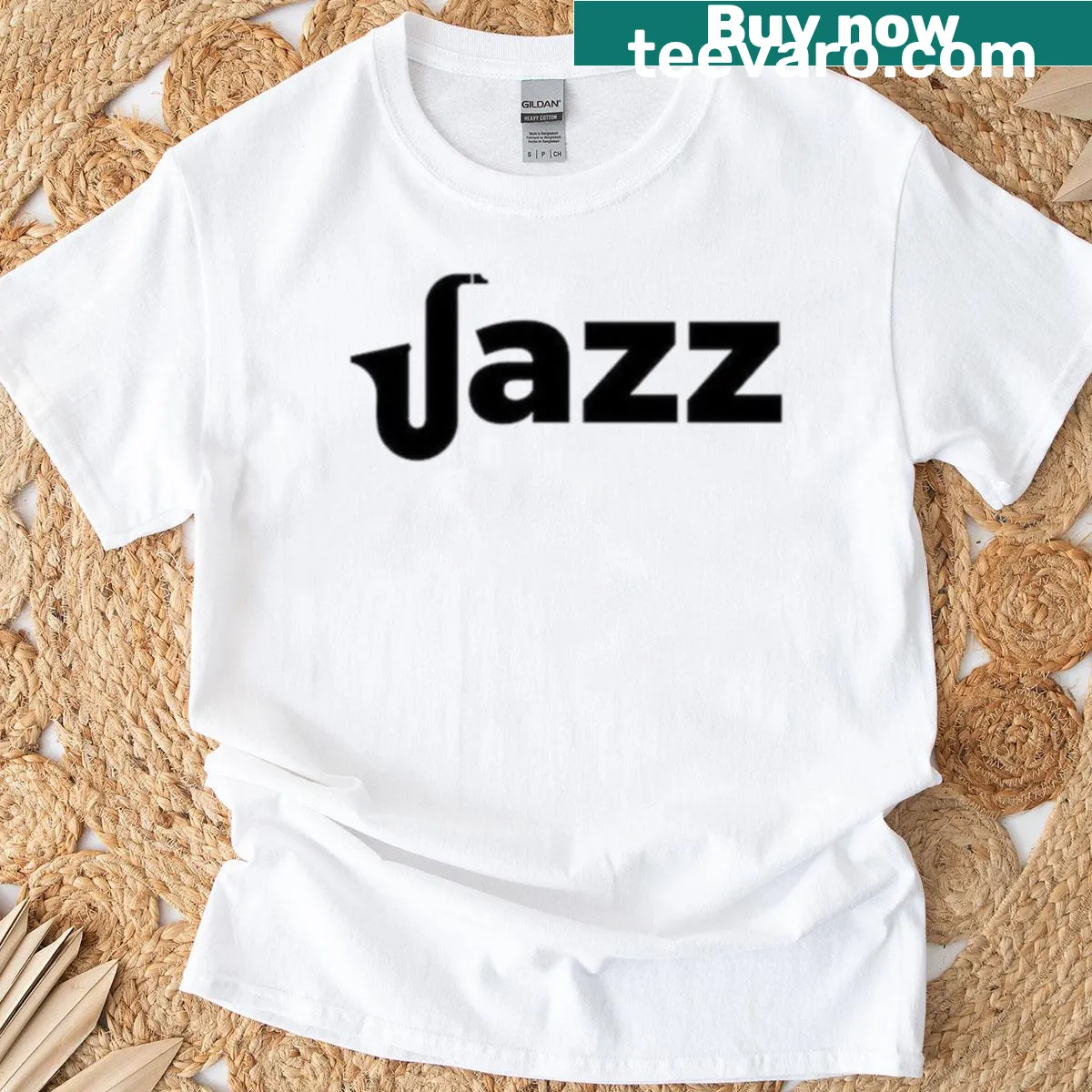 Minimalist design shirt celebrating jazz for music lovers — on a men's t-shirt