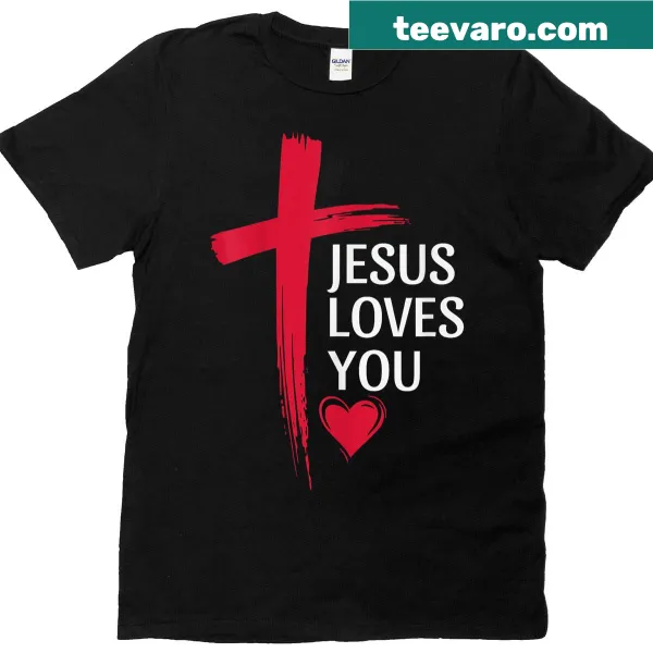 Christian T-shirt featuring a cross and heart design