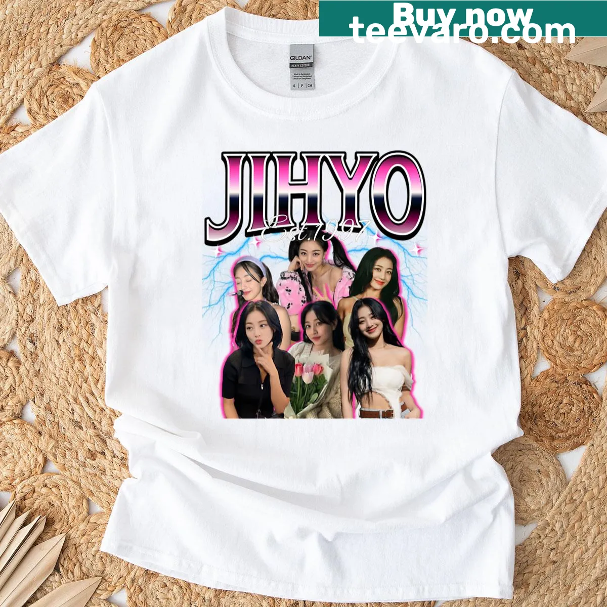 Nostalgic design for Jihyo 90s themed t-shirt — on a men's t-shirt