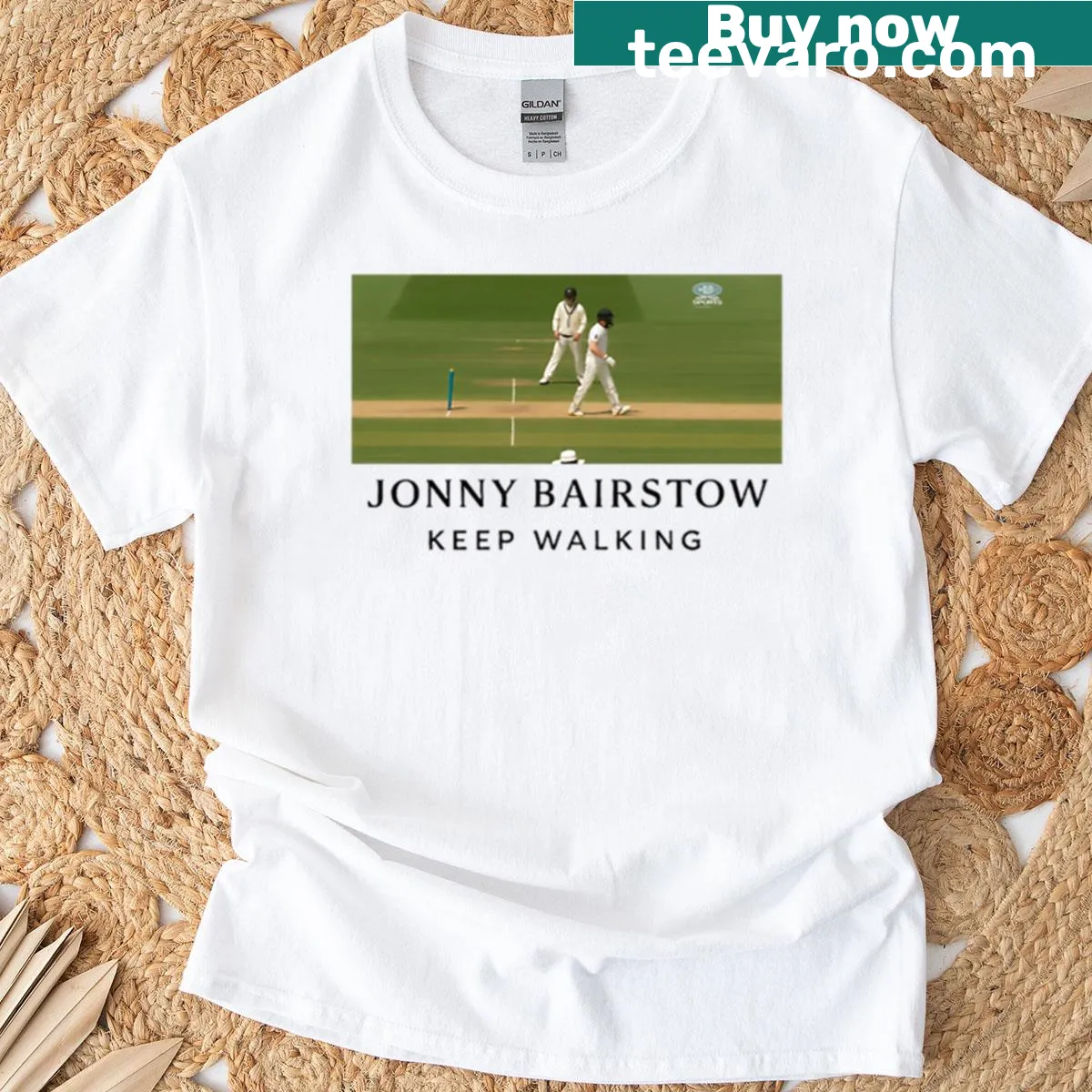 Motivational 'Keep Walking' Johnny Bairstow t-shirt — on a men's t-shirt