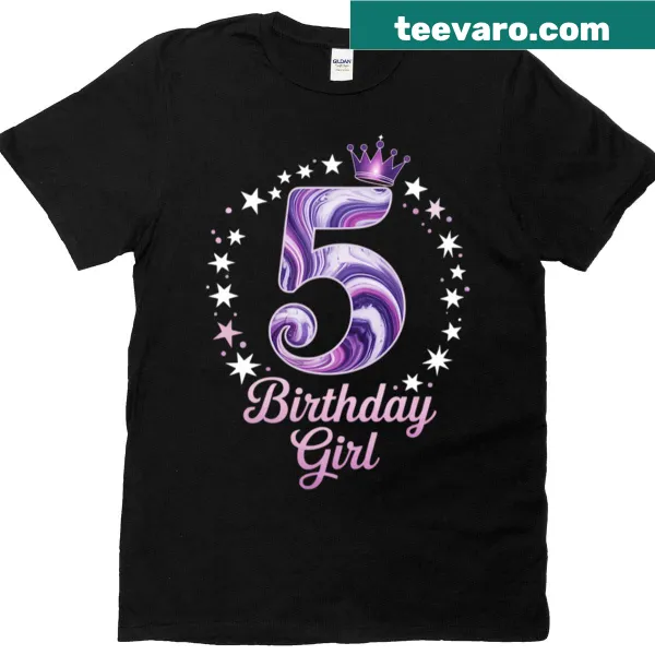 Birthday t-shirt featuring a design for a 5th birthday celebration