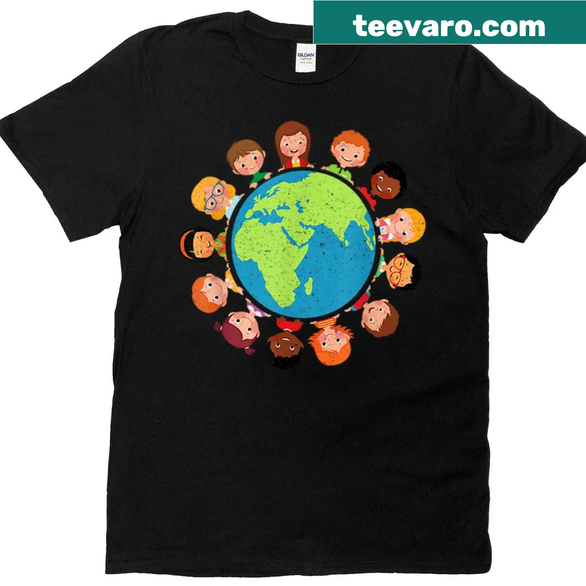 Kids Earth Day t-shirt with children celebrating nature — on a men's t-shirt