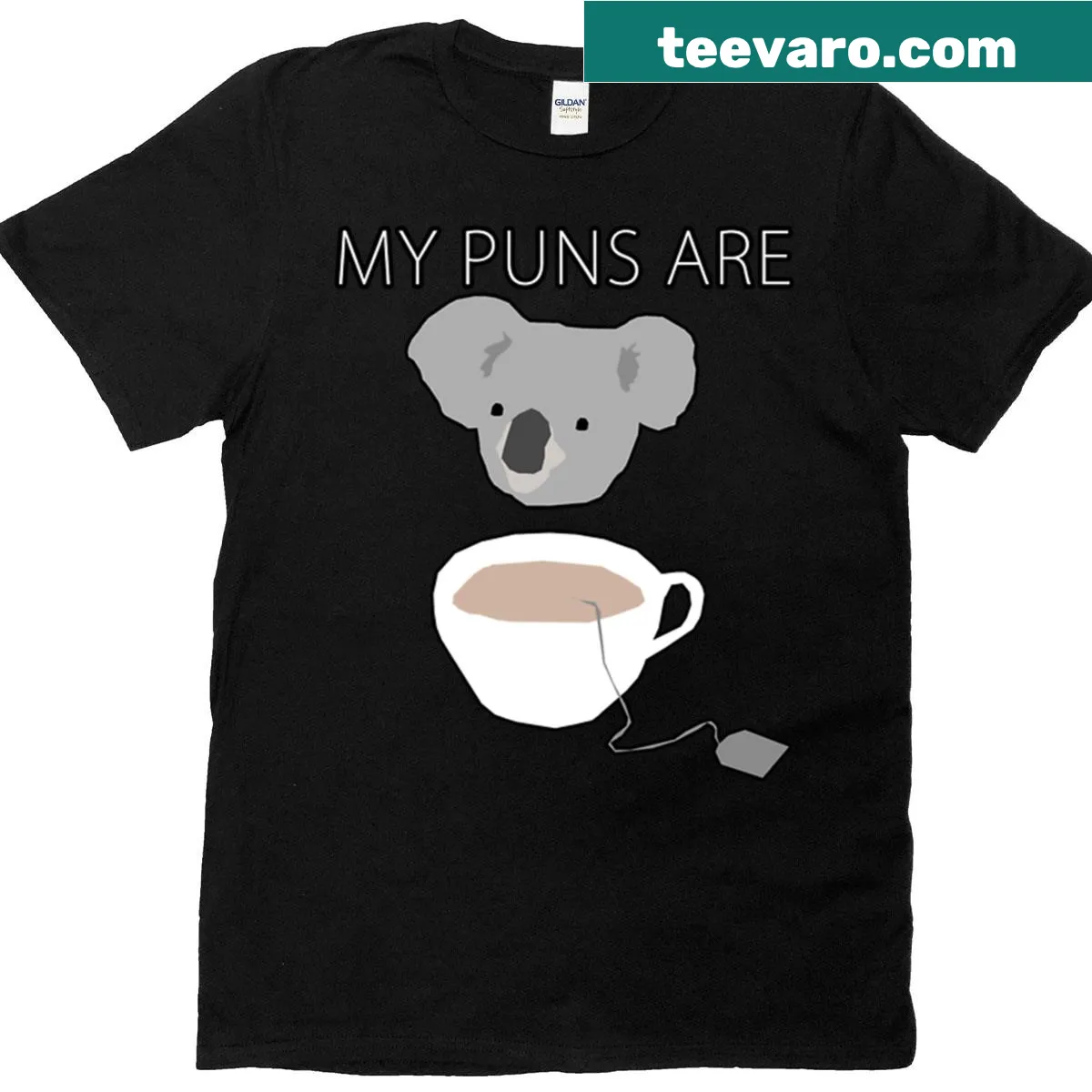 T-shirt with playful koala tea puns and fun graphics — on a men's t-shirt