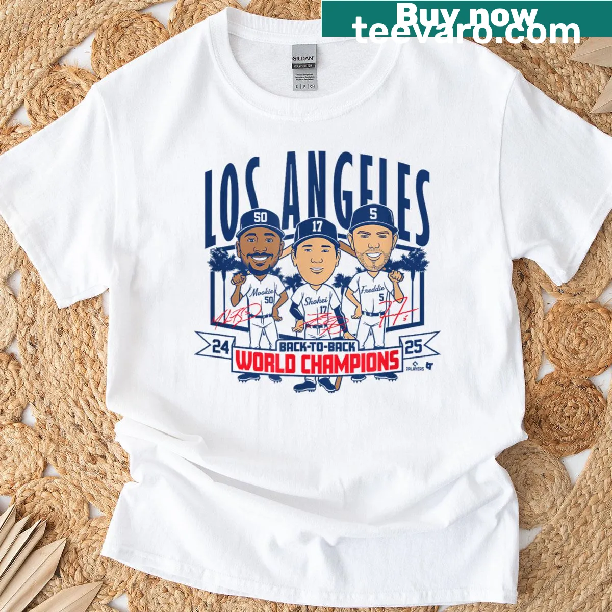 Cartoon design of baseball champs on T-shirt — on a men's t-shirt