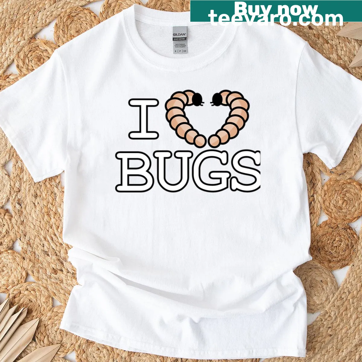 T-shirt featuring a larva shaped like a heart — on a men's t-shirt