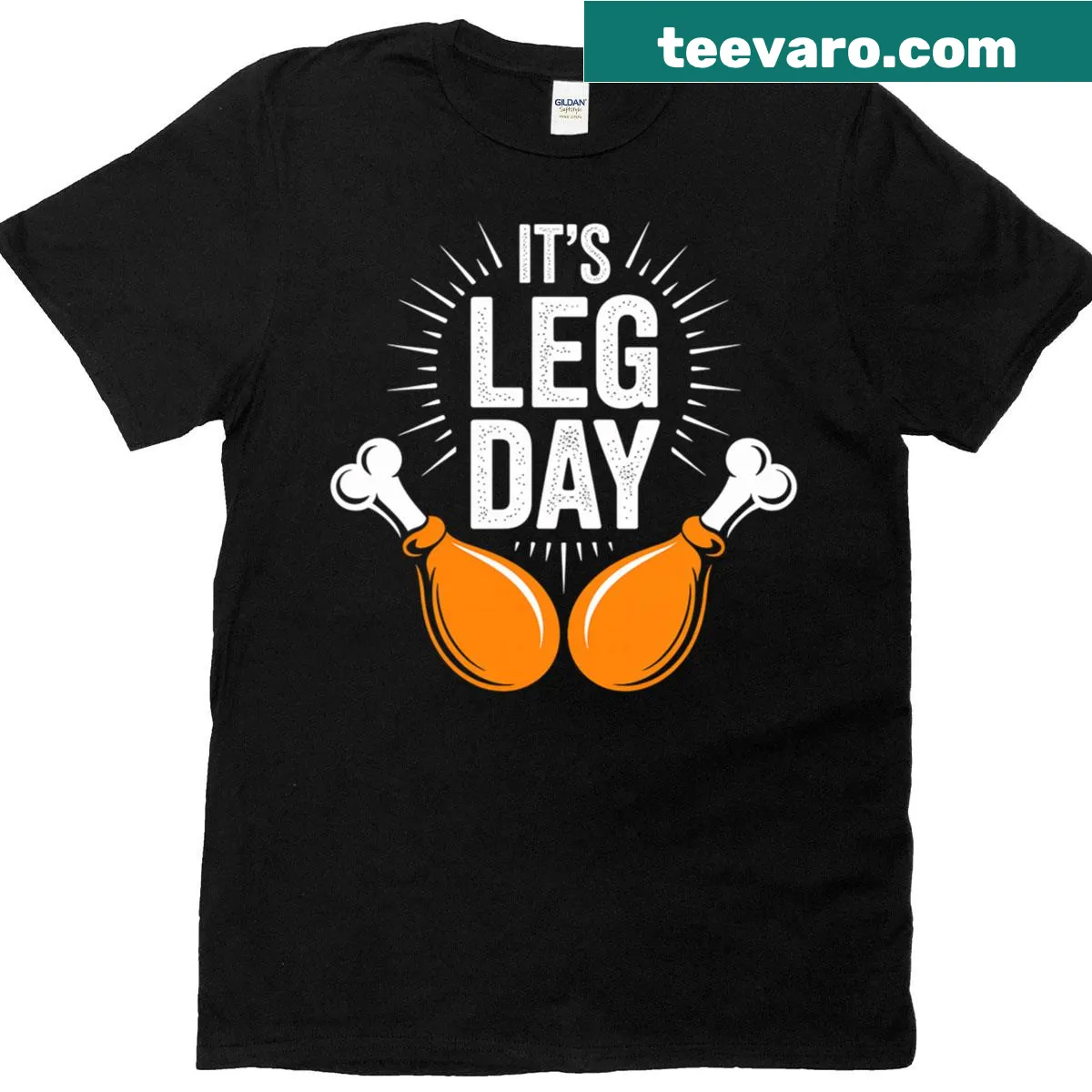 Funny Thanksgiving T-shirt with a turkey lifting weights — on a men's t-shirt