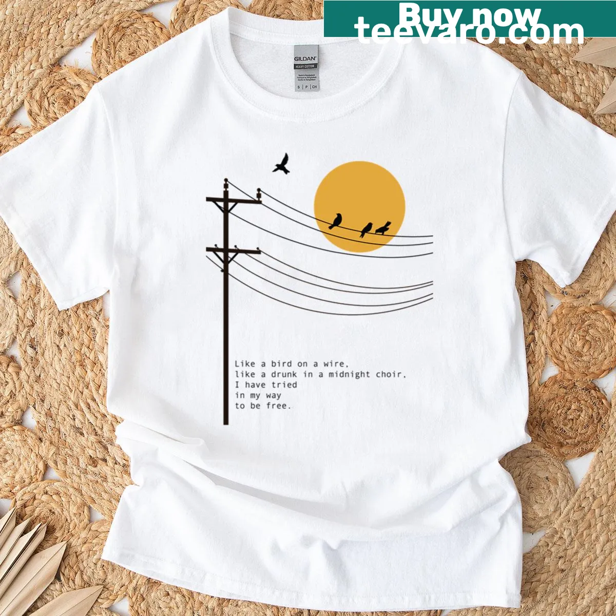 Illustrative tribute to Leonard Cohen on t-shirt — on a men's t-shirt