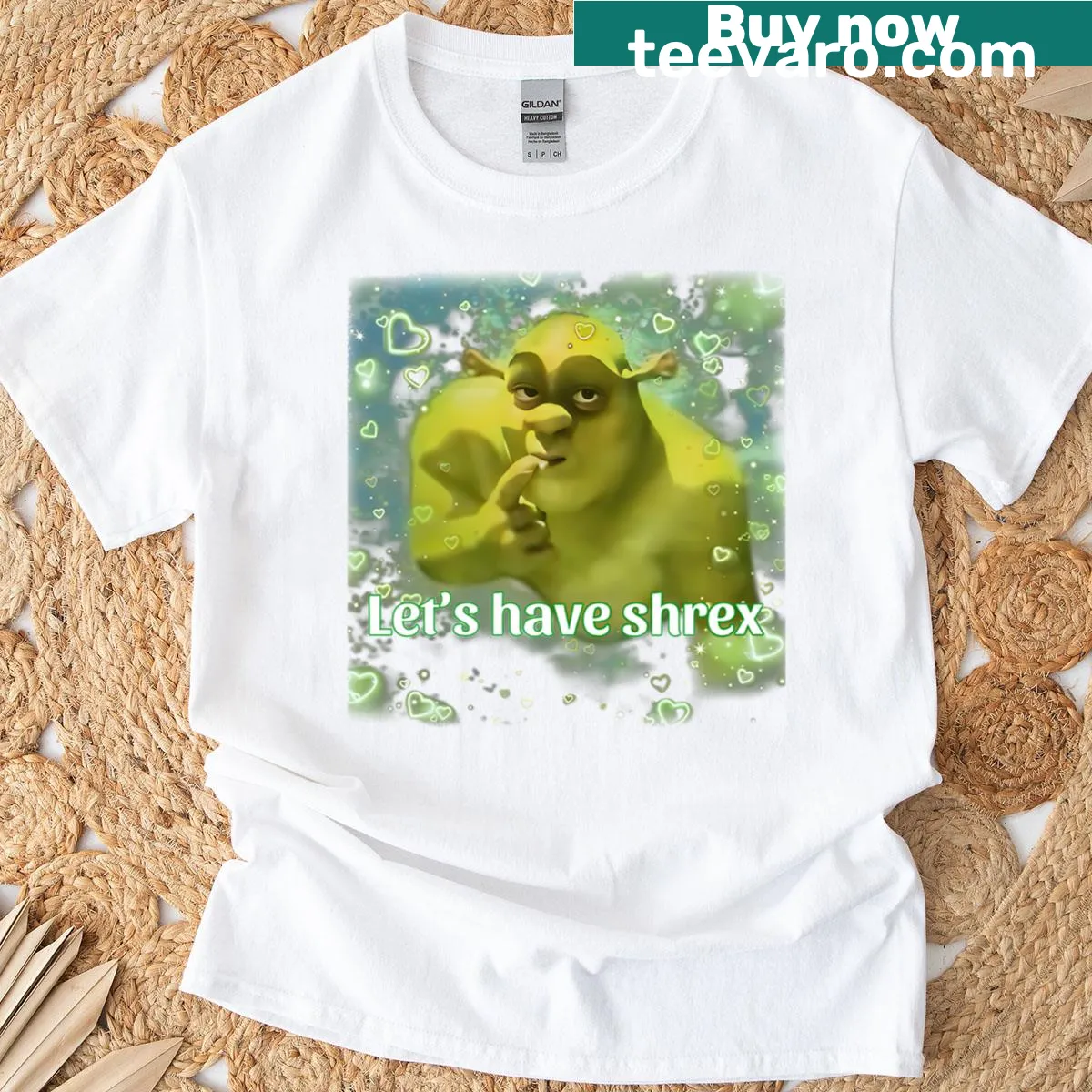 Typographic meme t-shirt featuring Shrex humor — on a men's t-shirt