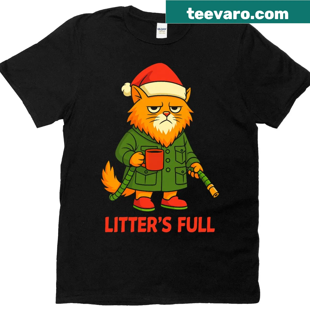 Funny Christmas design with the words 'Litters Full' for cat lovers. — on a men's t-shirt
