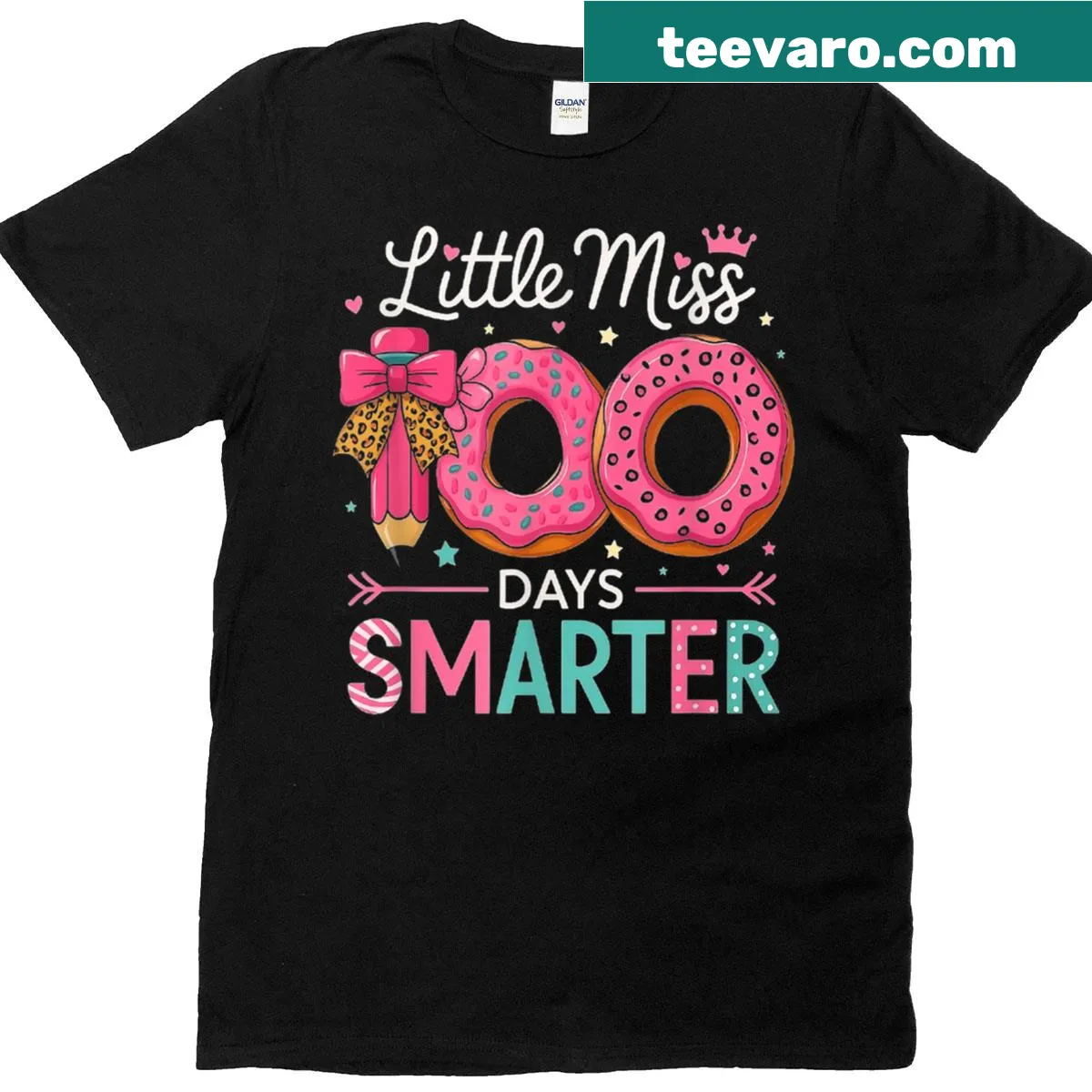 T-shirt celebrating 100 days of school with fun typography — on a men's t-shirt