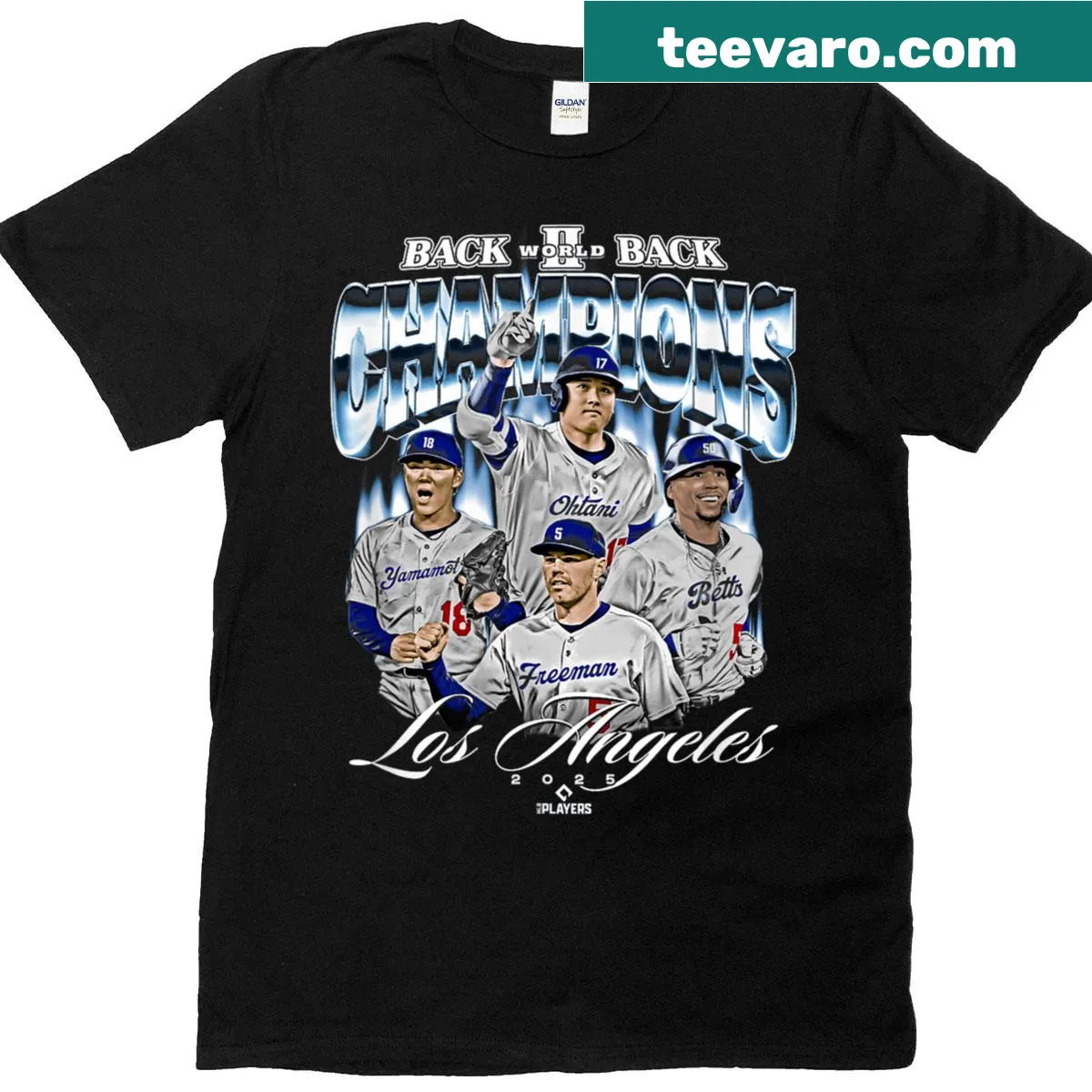 Typography celebrating Los Angeles back-to-back champions — on a men's t-shirt