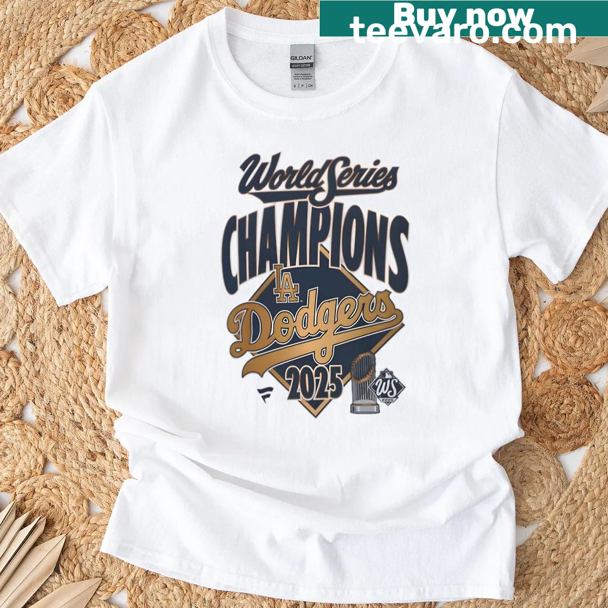 Los Angeles Dodgers 2025 World Series Champions graphic T-shirt — on a men's t-shirt
