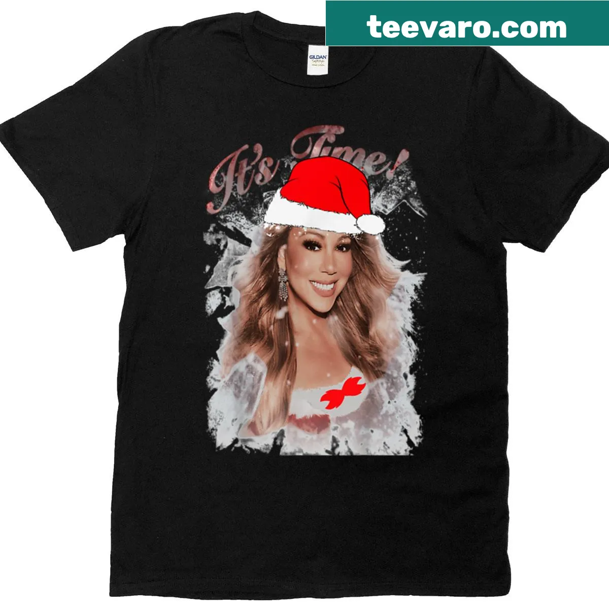 Fun Christmas t-shirt featuring Mariah Carey design — on a men's t-shirt