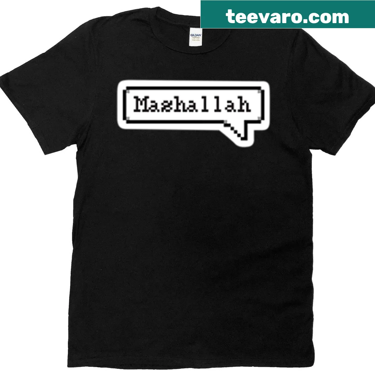 Hand-lettered Mashallah graphic T-shirt in a bubble style — on a men's t-shirt