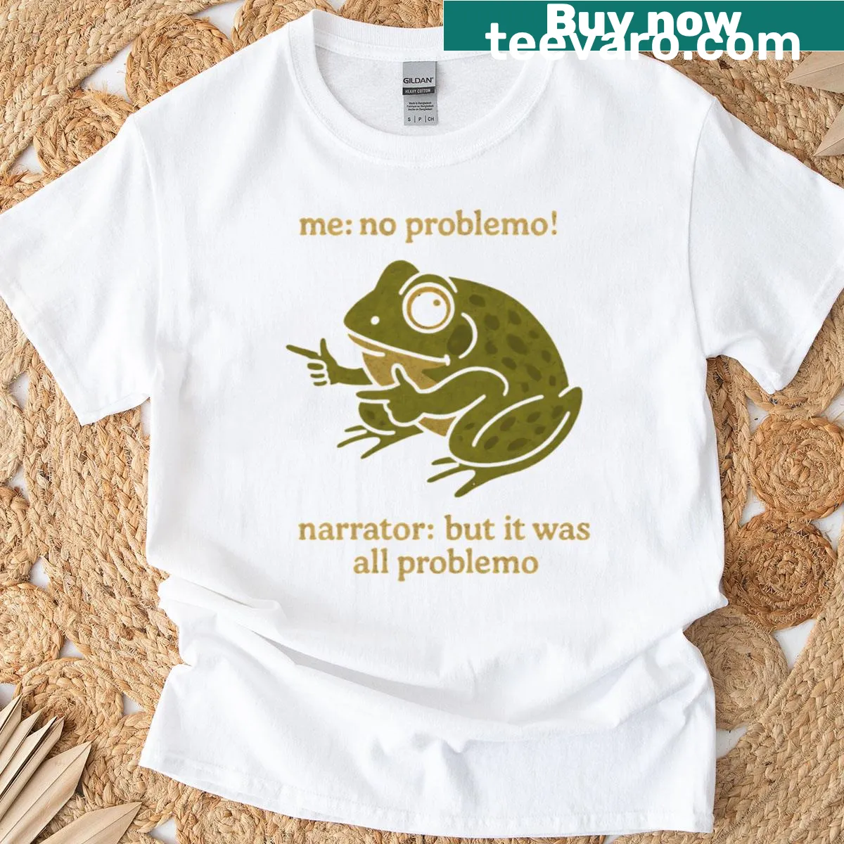 Text-based design with humorous phrase about life's problems — on a men's t-shirt
